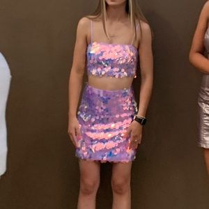 Forever 21 sequin crop top & skirt set